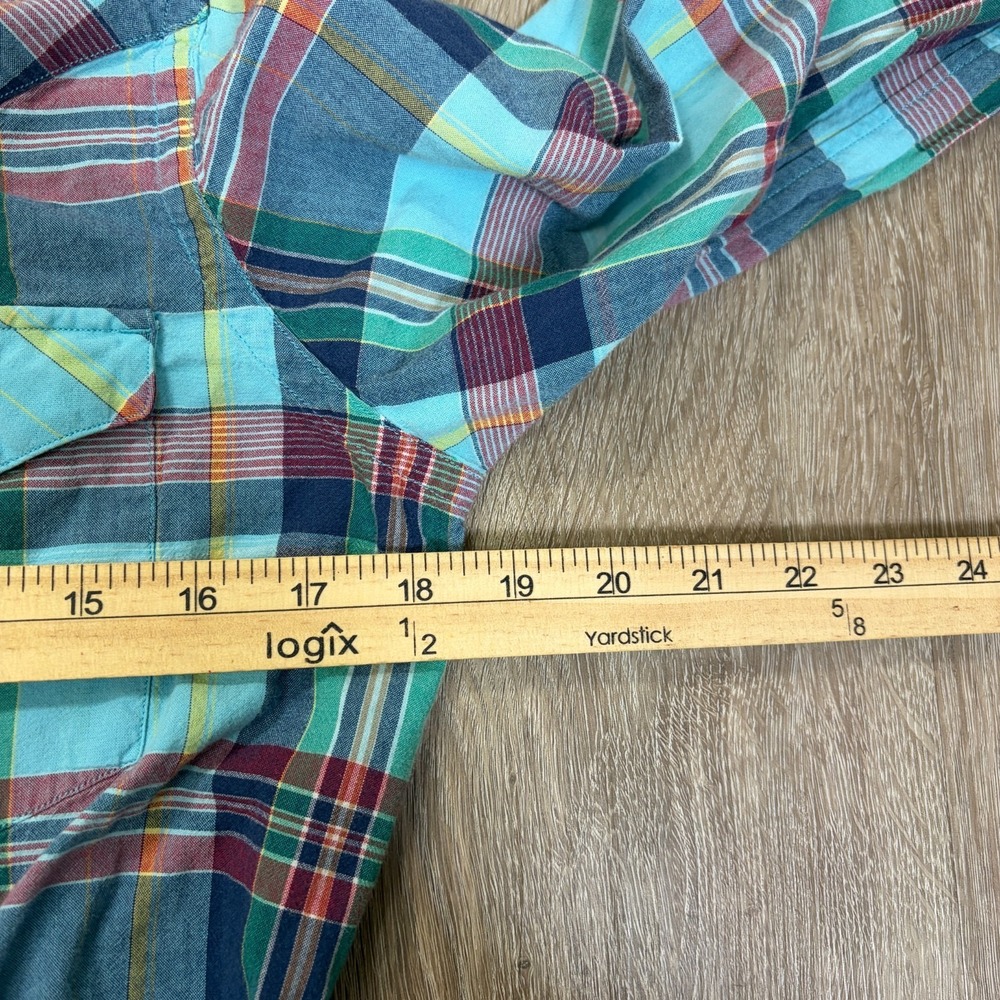 Ralph Lauren Sport Women's Plaid Pearl Snap Shirt Size 10 Blue 100% Cotton - Picture 4 of 8